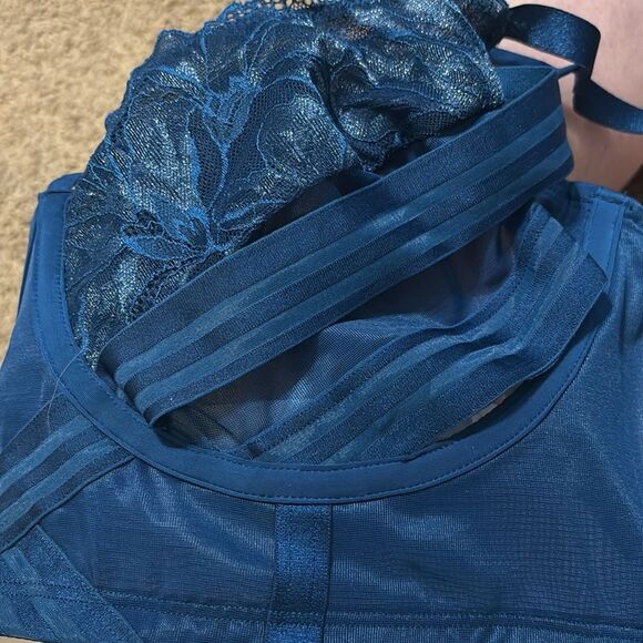 Torrid women’s 3x striped mesh elastic long line cutout bra Poseidon sexy shine - Picture 8 of 8